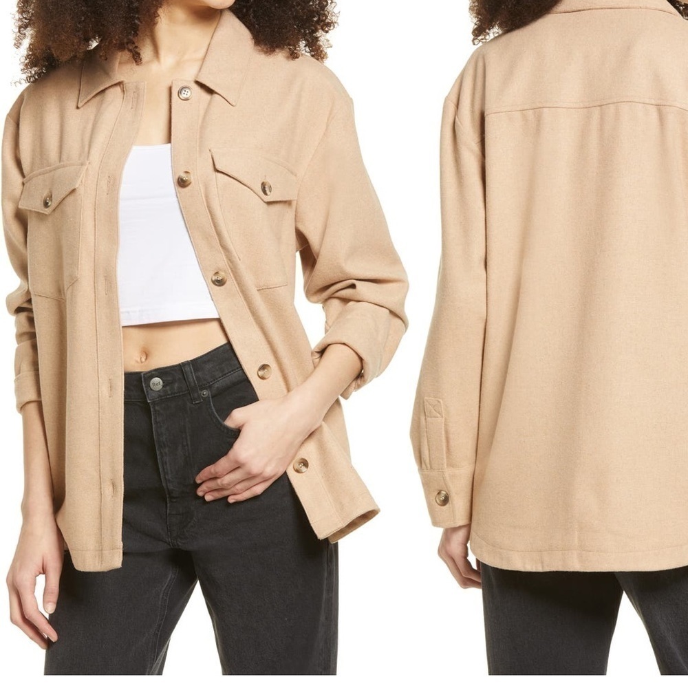 Bp. Shirt Jacket in Tan Nougat Size Medium